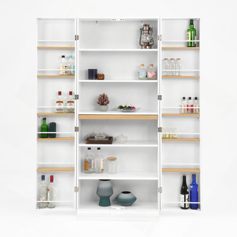 Garde-manger blanc avec portes et tablettes réglables Buffet autoportant pour cuisine, salon et salle à manger
