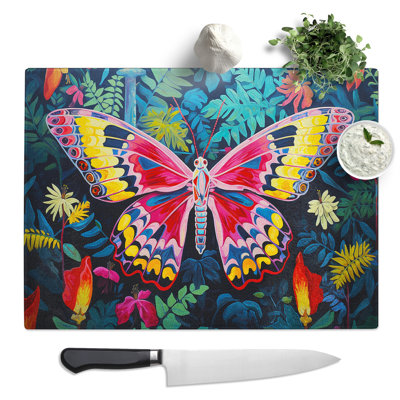 Moth Pop Art  Glass Chopping Board