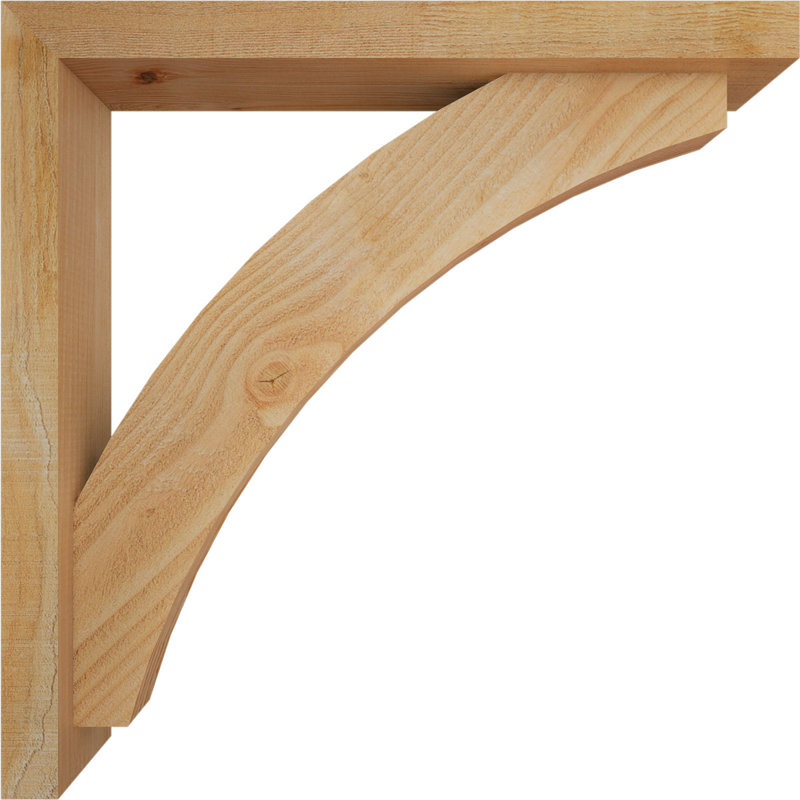 Thorton Block Bracket with Offset Brace, 28 x 28, 4"W Douglas Fir (Rough Sawn)