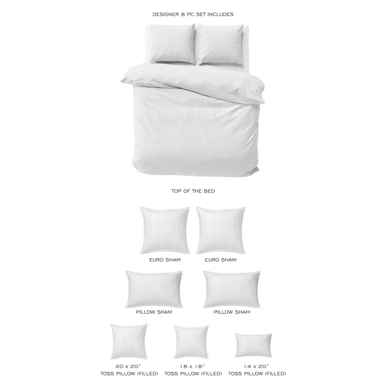 Ensemble d'édredon 8 pièces Elsie, Super King Comforter + 7 Additional Pieces, White