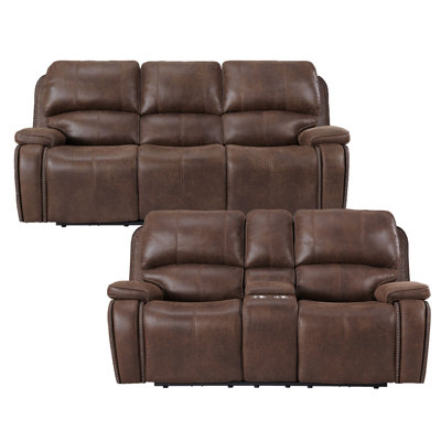 Yarnell 2PC Living Room Set In Heritage Brown-Sofa & Loveseat