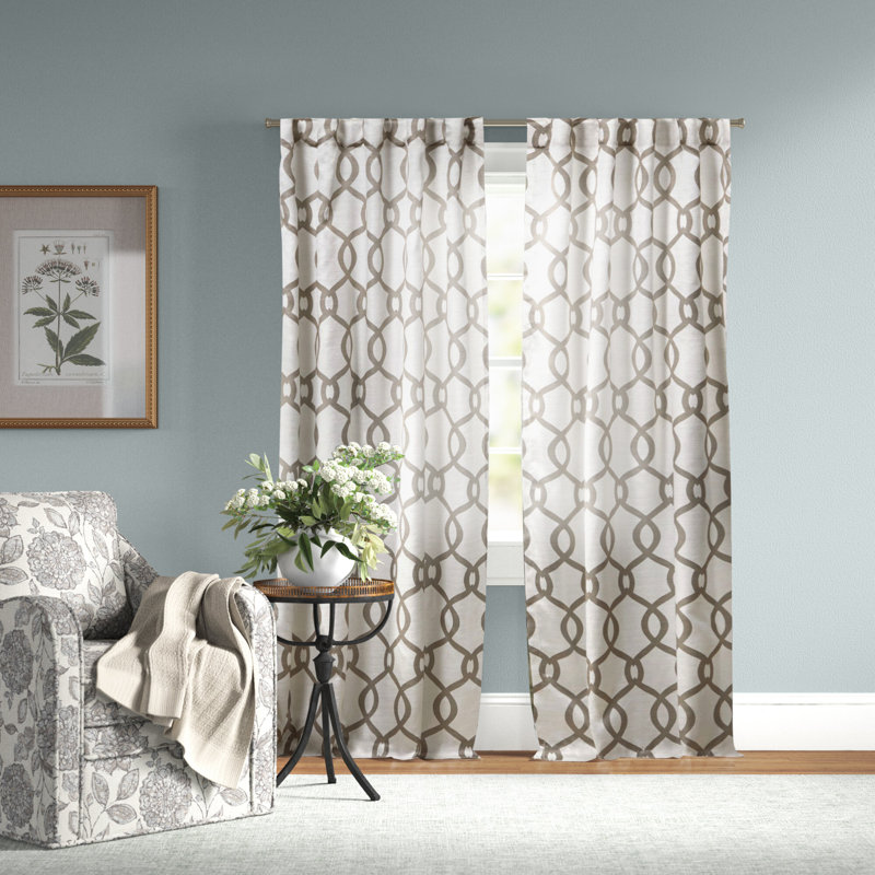 Paire de rideaux obscurcissant géométrique, Perle noire, L 27 po x L 84 po