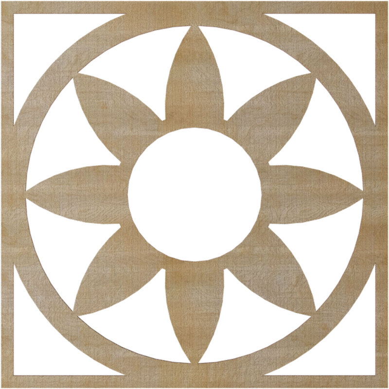 Médaillon de plafond en bois Blume, Bouleau, H 32 po x l 32 po x P 0,25 po