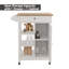 Kitchen Island Cart with Adjustable Shelves and towel rack rubber wood table top
