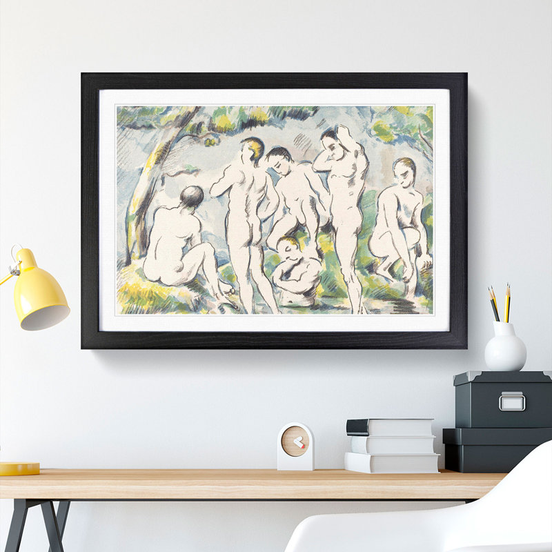 Bathers Vol.6 by Paul Cezanne - Picture Frame Painting, Black Framed, 27cm H x 36cm W x 2cm D