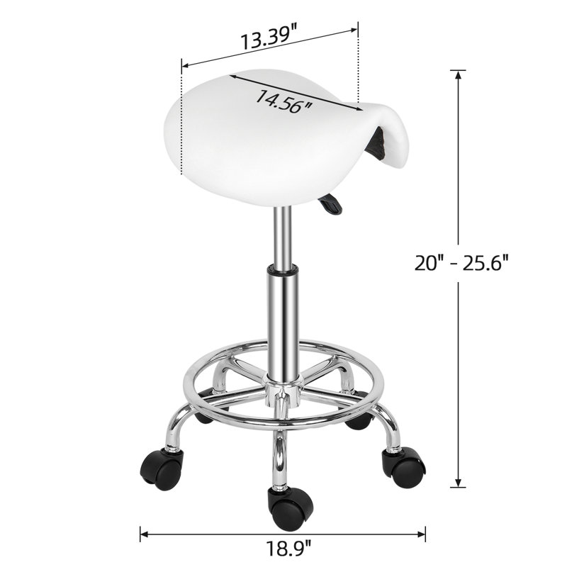 Adjustable Height Ergonomic Lab Stool with Wheels, White