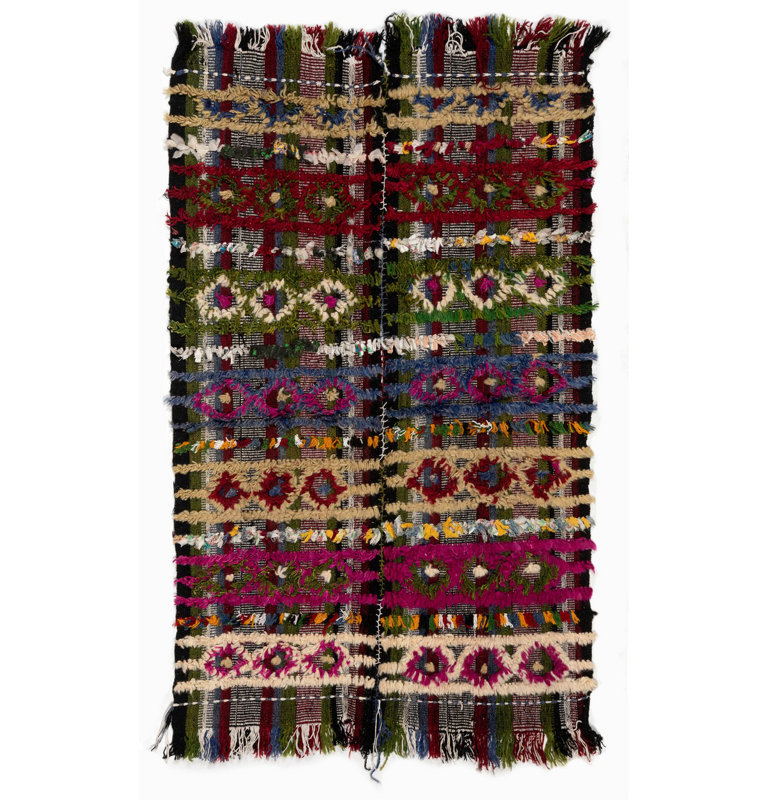 Kilim turc rétro coloré 3x4,6 pi Lit, plancher, housse de canapé ou suspension murale