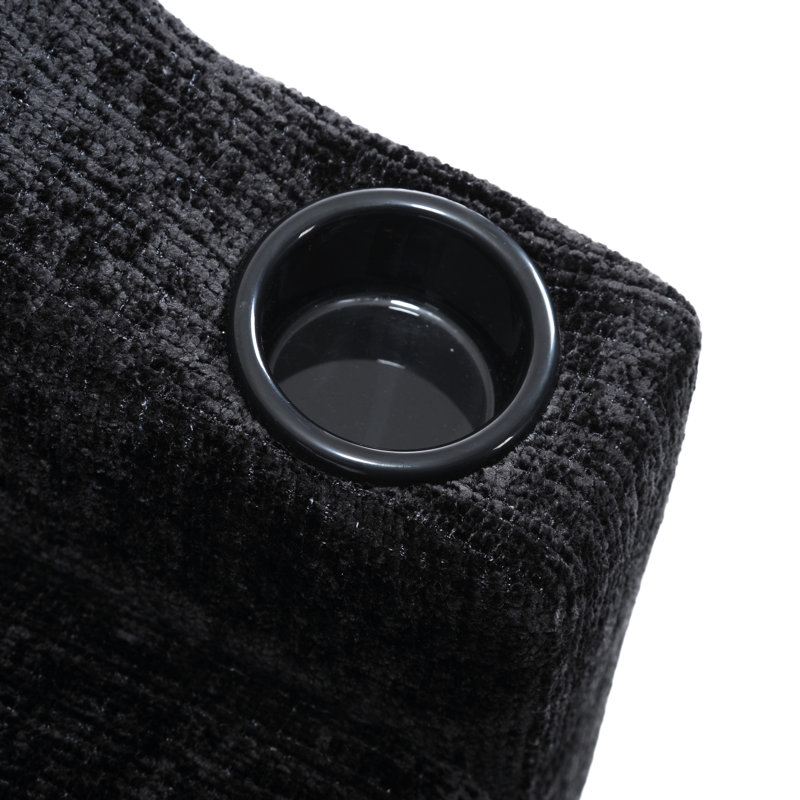 Salon modulaire en chenille avec rangement et porte-gobelet pratique, Noir
