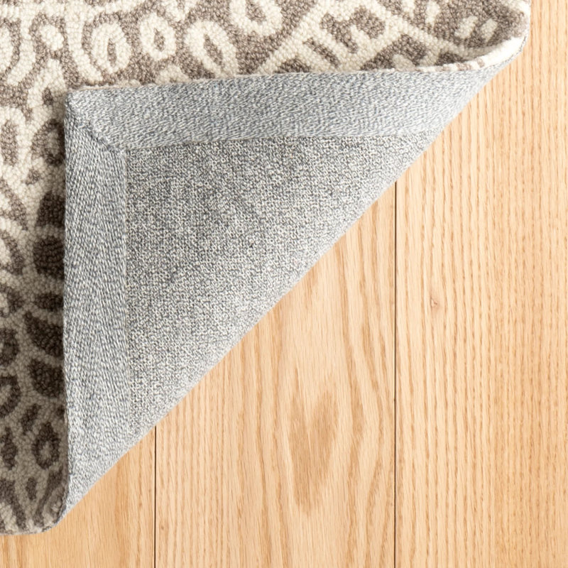 Temple Taupe Hand Micro Hooked Wool Rug, Rectangle 6' x 9'