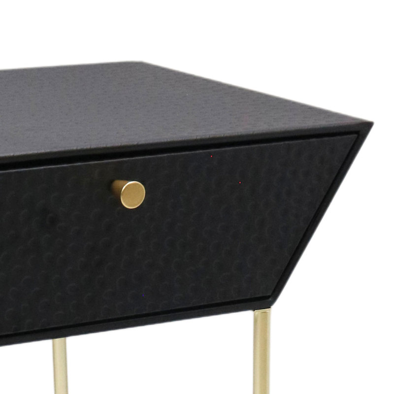Anniyah 45cm W Metal Bedside Table, Black/Gold