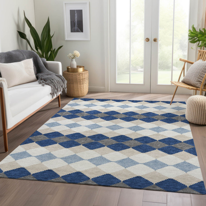 Tapis géométrique de qualité supérieure lavable à la machine Bunderberg AMF1007, Rectangle 10 pi x 14 pi