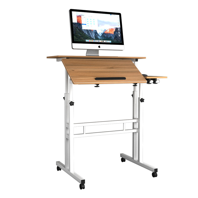 Bureau debout à hauteur réglable Pelaga, Chêne / Blanc