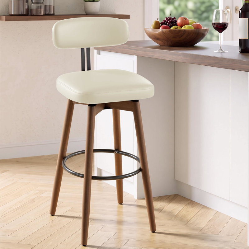 Tabourets de bar pivotants, tabourets de bar à hauteur de comptoir 30 po, similicuir, Beige/PU Leather, 1