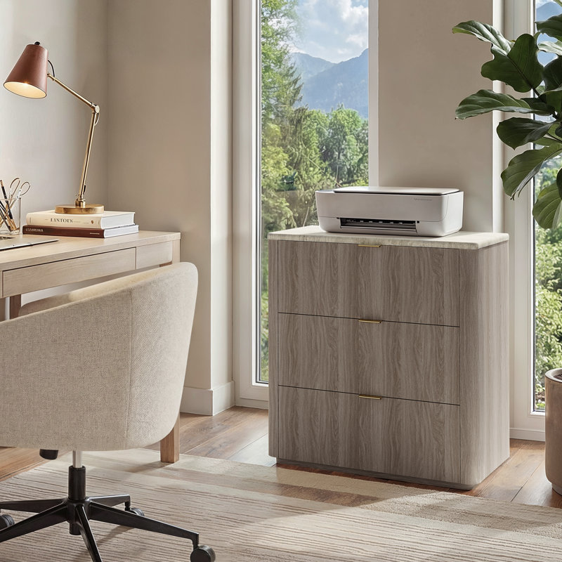 Modern 3-Drawer Dresser With Storage 31.5" Wide Dresser And Chest For Bedroom Living Room, Natural Gray