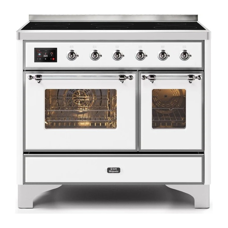 Majestic II 40" Freestanding Induction Range, White/Chrome