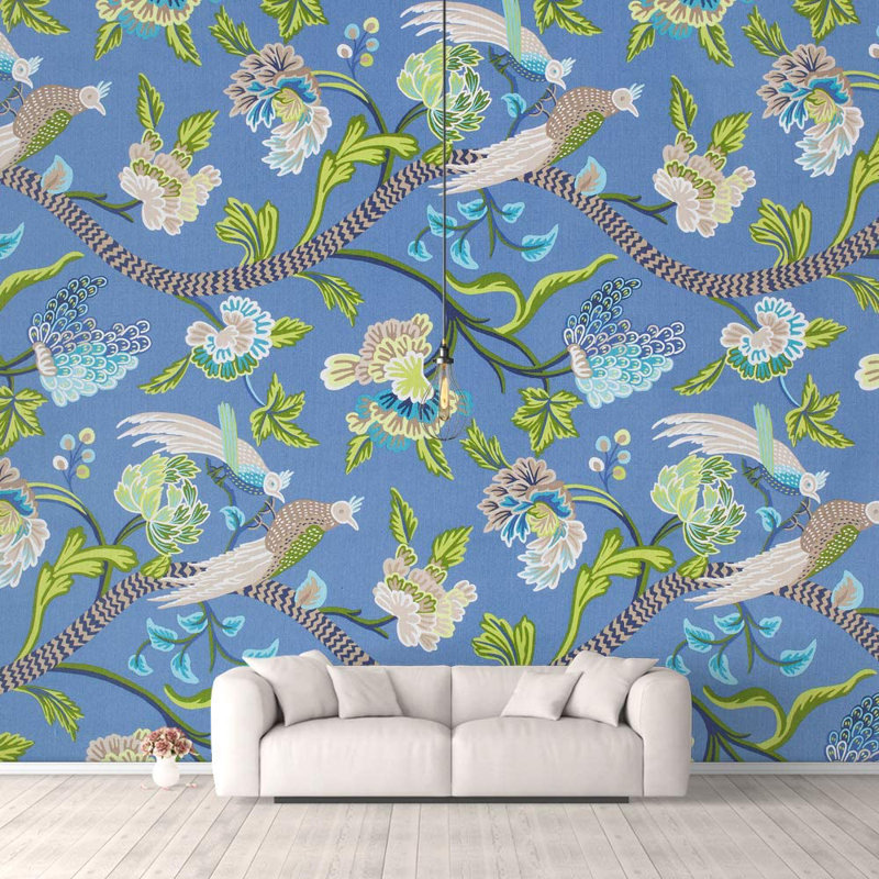 Peel & Stick Floral Border, 66" L x 96" W, Blue