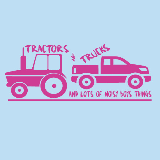 Décalcomanie murale tracteurs et camions, Rose vif