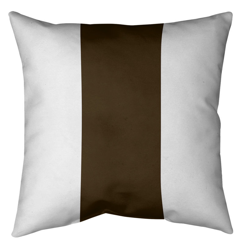 Housse de coussin, 18 po x 18 po, Blanc / Brun, Faux lin