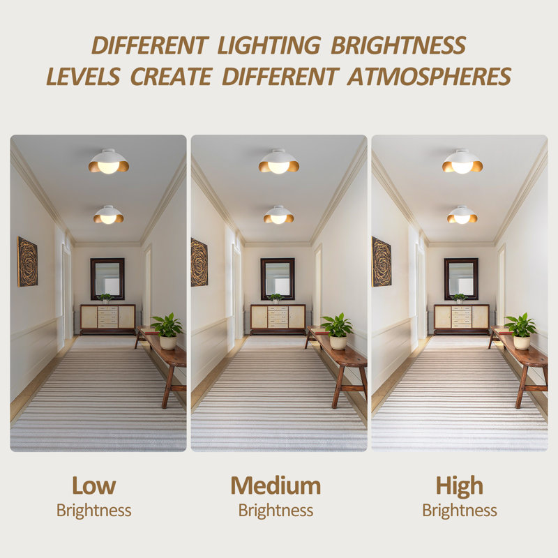 15.5" 1-Light Modern Globe ETL Flush Mount Ceiling Light With Opal Glass, White Exterior & Gold Interior Shell-Style Dimmable Shade For Hallway