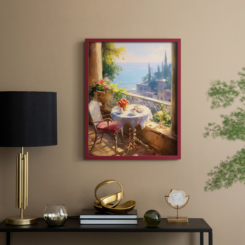Reproduction encadrée FLORAL Series DCCXLII - bois massif, H 11 po x l 9 po, Rouge