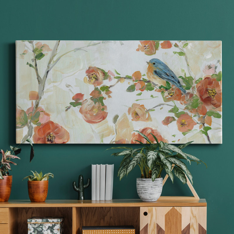 «Bluebird Spring Day II» - Toile tendue avec châssis de qualité supérieure - Prêt à être accroché, H 24 po x l 12 po x P 1 po