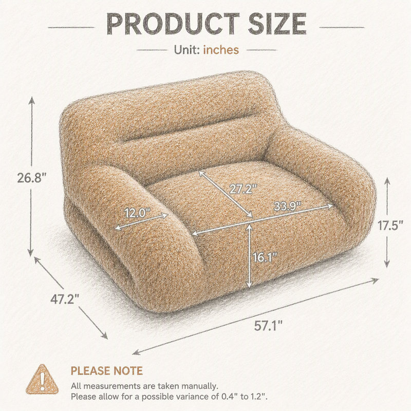 Upholstered 57.1 " Boucle Sofa & Chaise