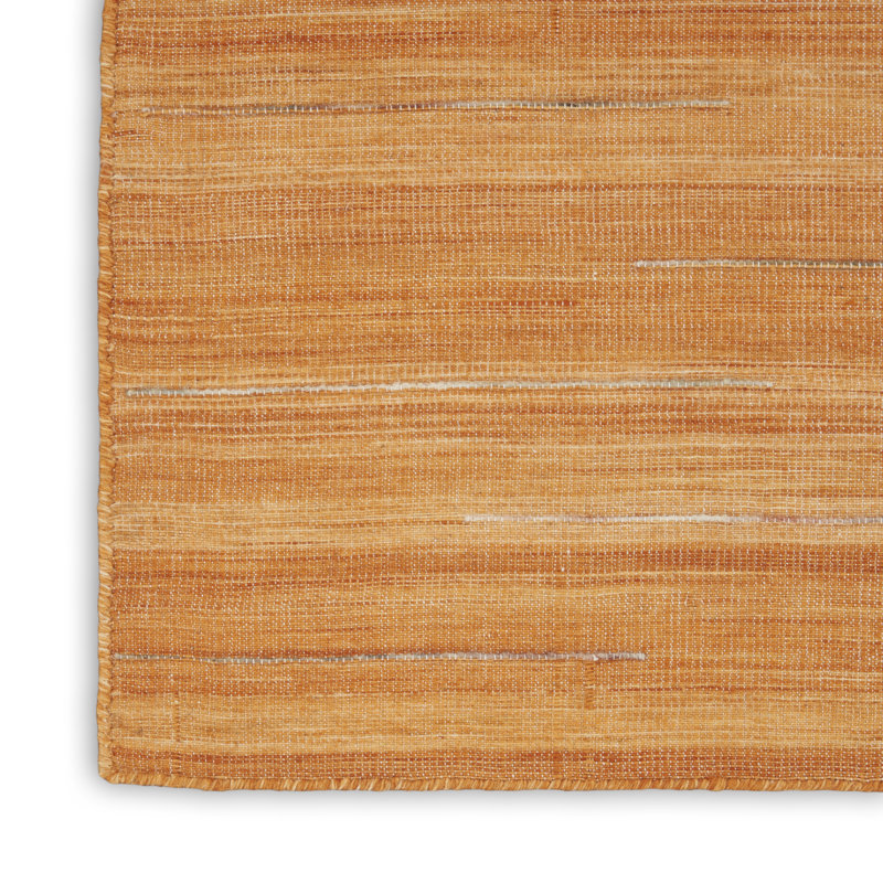 Anerinda Solid Hand Loomed Wool/Cotton Area Rug in Orange, Runner 2' x 3'