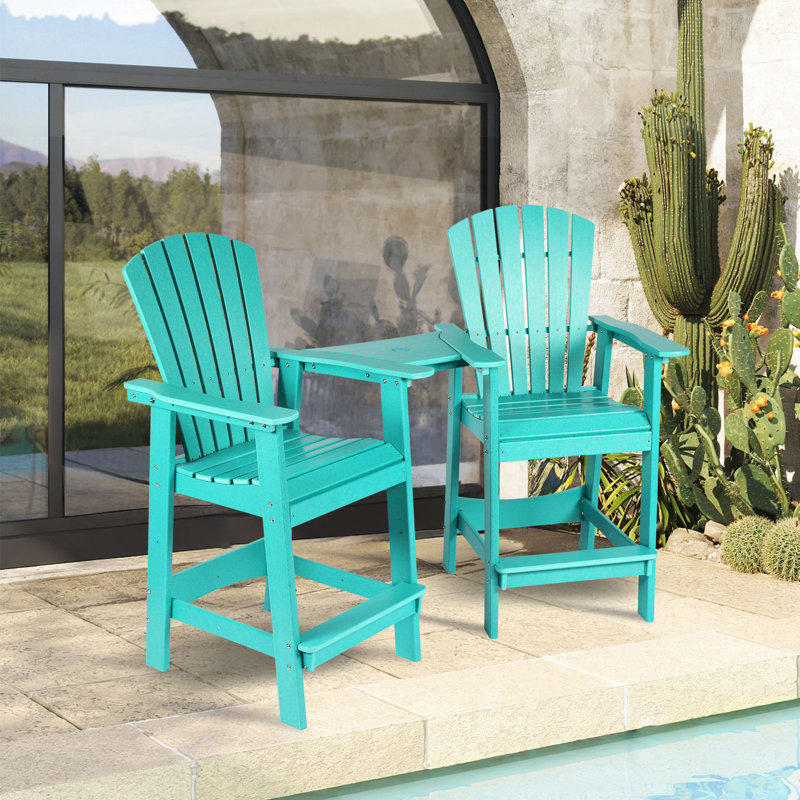 Chaise haute Adirondack avec table Cezalinda, Bleu lac