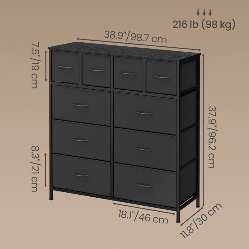 10 Drawer Storage Drawer, Black