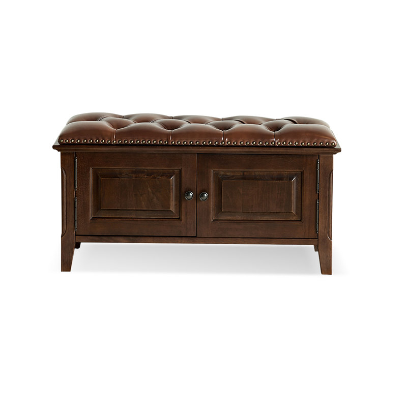  Banc de rangement pour chaussures en cuir de style rétro, Noyer