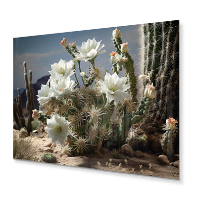 Cactus blanc, vert, désert, fleurs, art mural en métal floral, salon