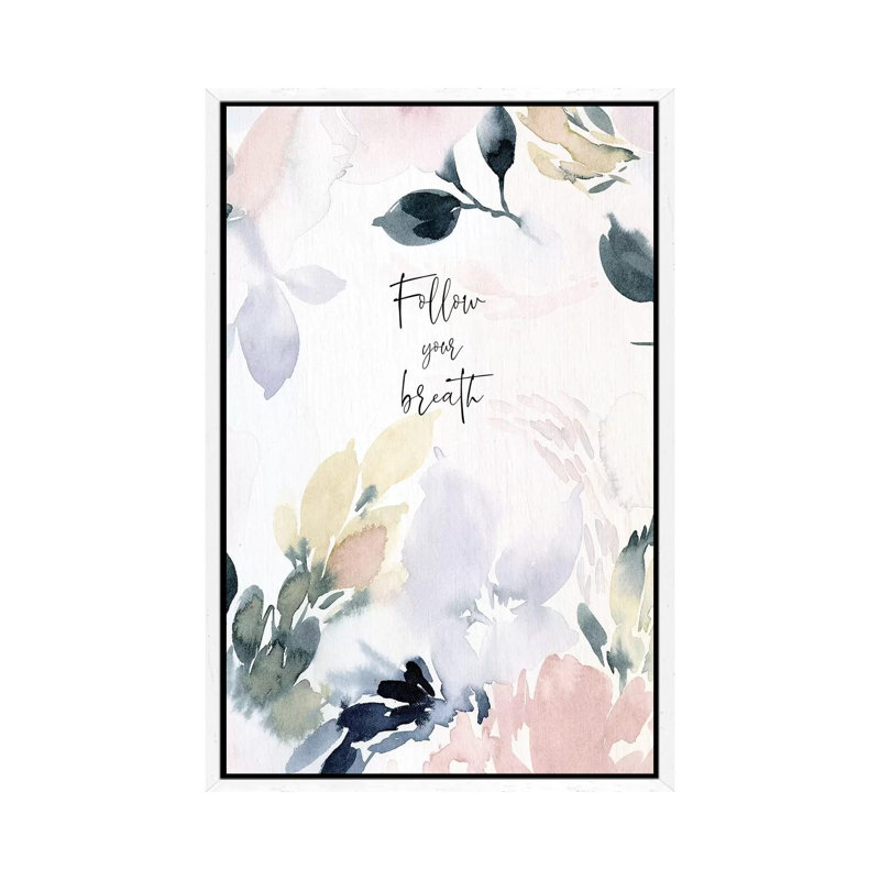 Follow Your Breath by Stephanie Ryan - Painting on Canvas, 66.04cm H x 45.72cm W x 3.81cm D, White Floater Framed