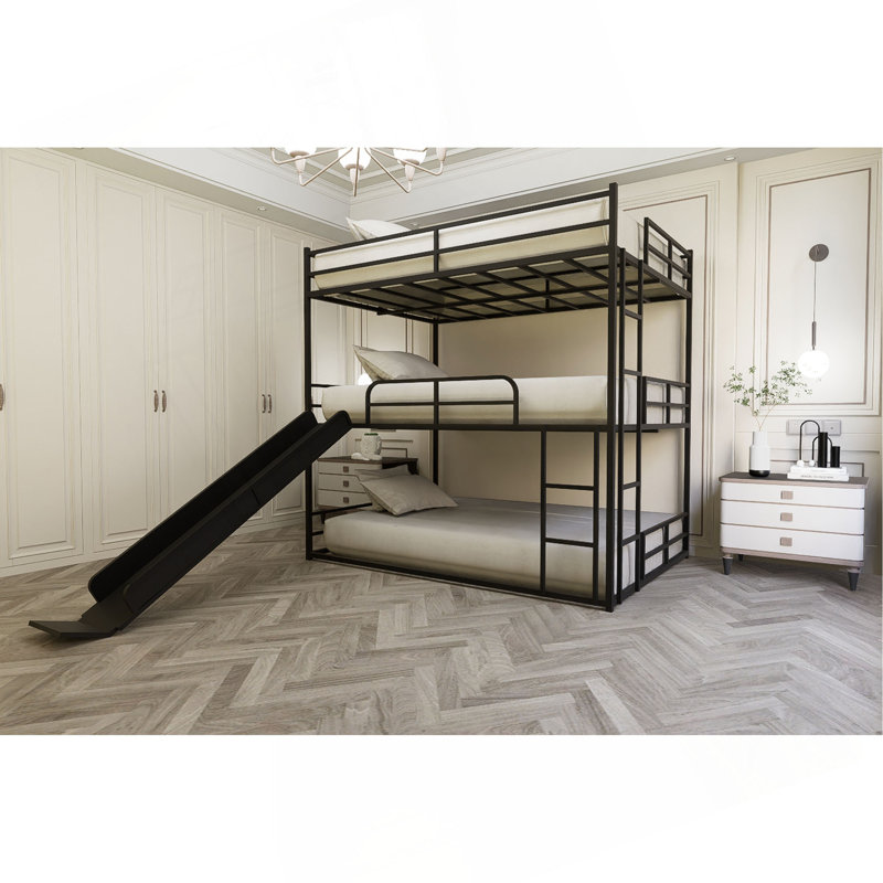 Lit mezzanine polyvalent avec toboggan et échelle pour jouer