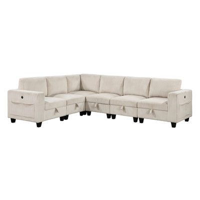 6-Piece Modular Sectional With Storage Seats