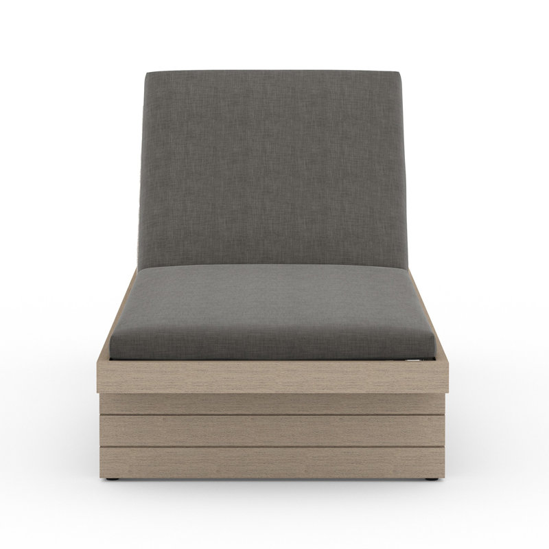 Leroy Outdoor Teak Chaise Lounge, Charcoal, Brown