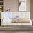Upholstered Twin Size Daybed With Storage 2 Drawers And Charging Station, Day Bed Frame With LED Lights And Storage Headboard, No Box-Spring Needed, Beige