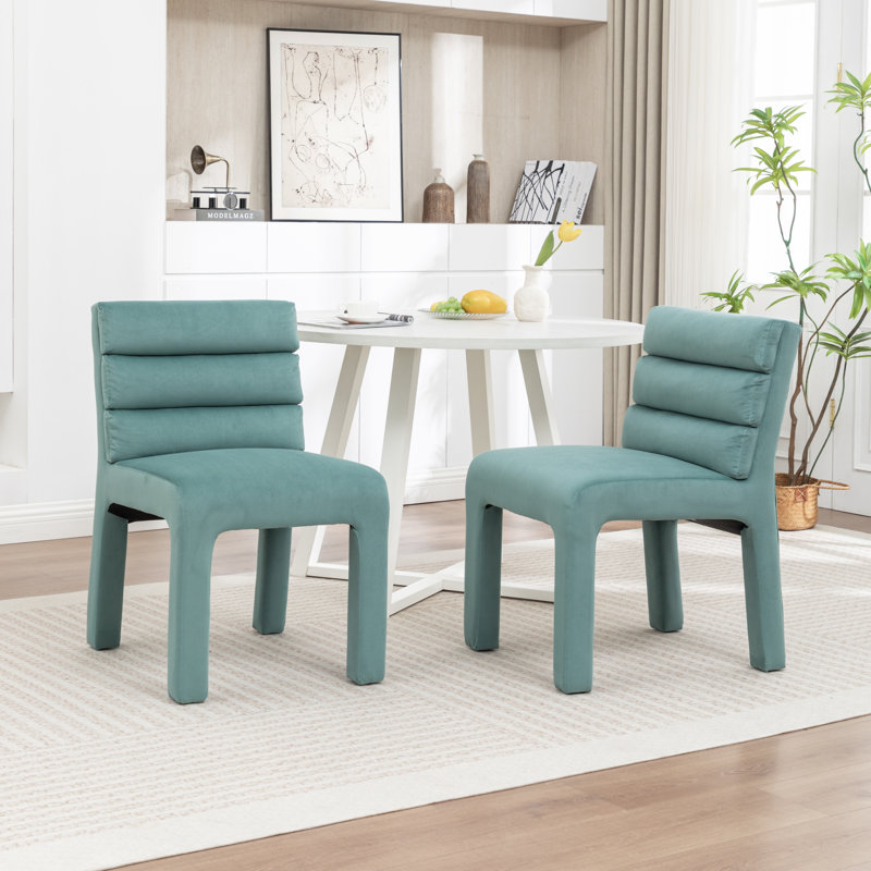 Cowger Velvet Upholstered Side Chair, Green