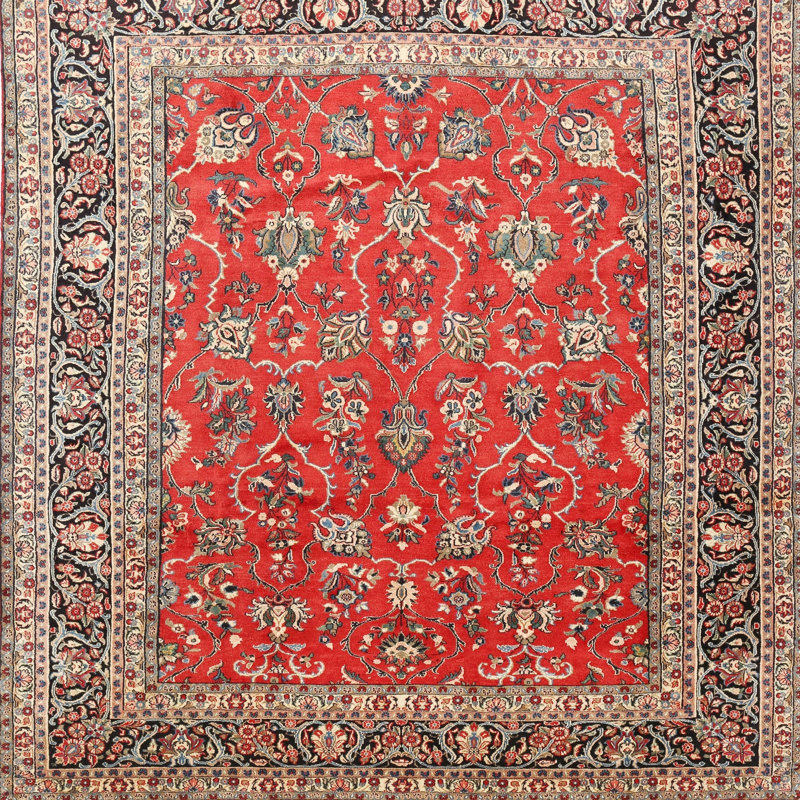 Tapis traditionnel orange / brun / gris, Rond 5 pi