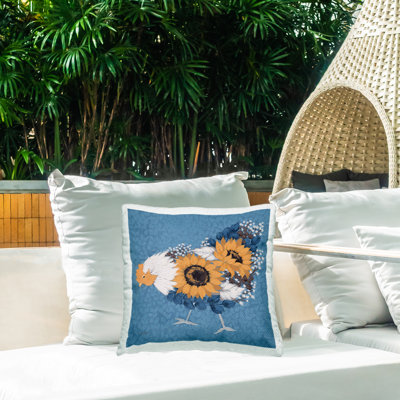 Coussin d'extérieur à motif abstrait avec motif floral de tournesol abstrait par Michele Norman