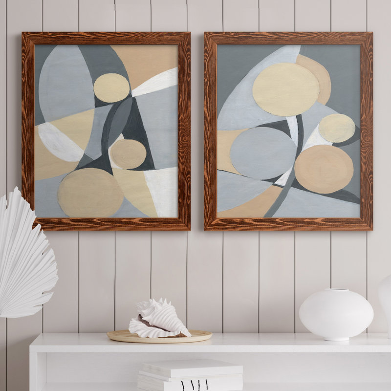 Millenium I - ensemble de 2 reproductions d'art, Pas de tapis, H 24 po x l 36 po x P 1,5 po, Toile avec cadre érable