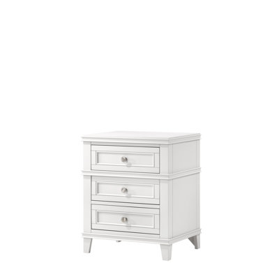 Table de chevet 3 tiroirs blanche avec USB