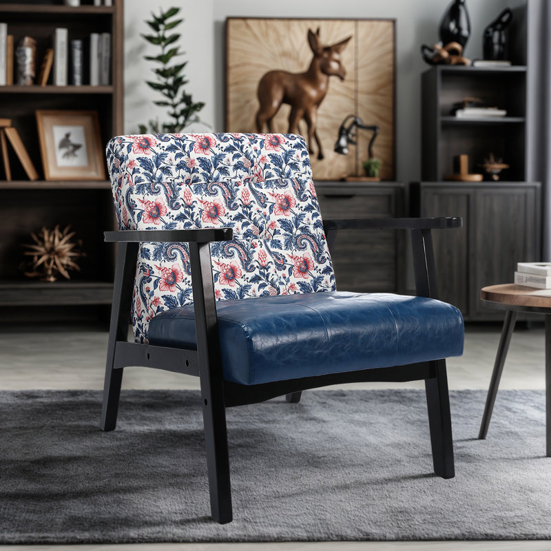 Deveral Faux Leather Armchair, Blue Floral, Floral