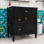 Wooden Bathroom Vanity with Three Drawers, Shelves and Metal Handle-1096571030
