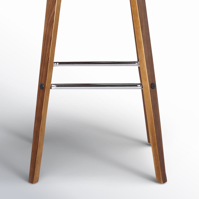 Tabouret de bar et de comptoir Biance, Noyer, Similicuir gris, Tabouret de comptoir (siège d'une hauteur de 26 p