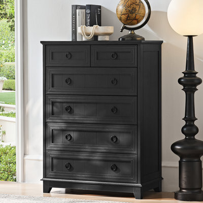 Farmhouse 6 Drawer Dresser For Bedroom, 41" Tall Small Dressers & Chest Of Drawers, Rustic Wood Dresser With Metal Handle, Storage Organizer Closet Fo by Latitude Run