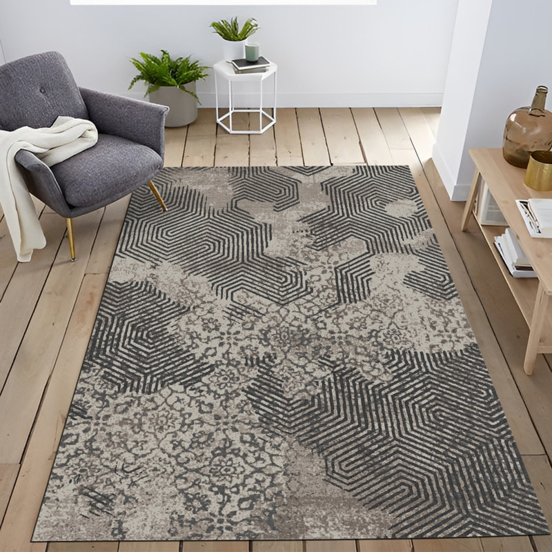 Tapis intérieur / extérieur Khaylah, Rectangle 5 pi x 7 pi 7 po