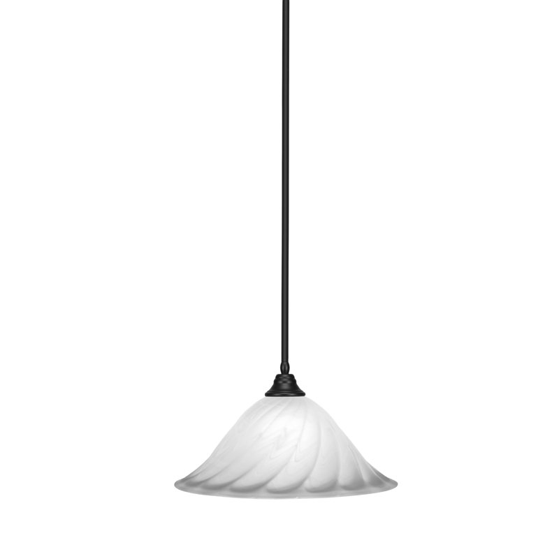 Mini-luminaire suspendu à tige, Noir mat, Blanc / gris foncé