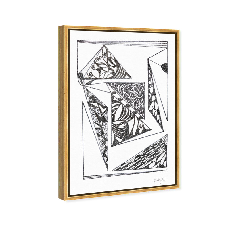 Manuel Roman - Pages Graphic Art Canvas, 16"H x 11"W, Gold Floater Frame