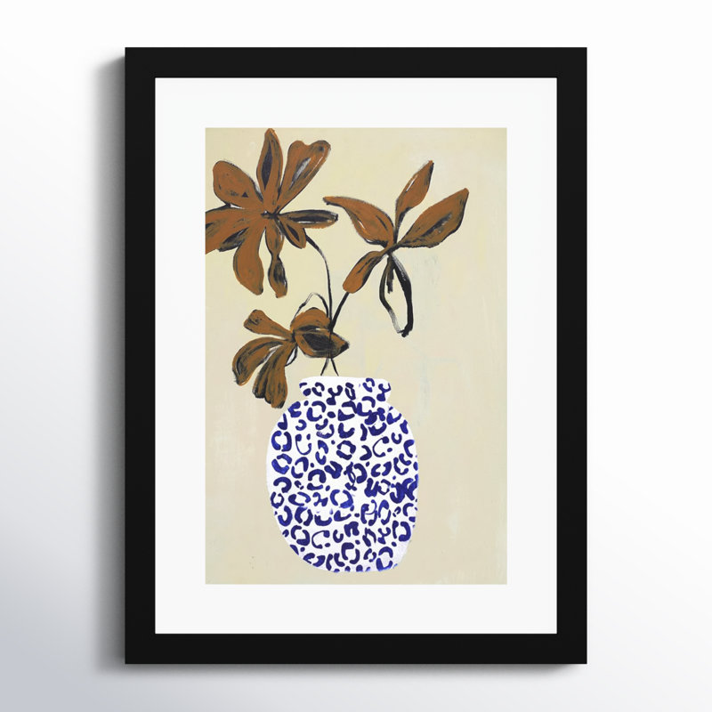 Midford Blue and Brown Floral Ambience Framed on Paper by Design Fabrikken Photograph, Black, 17" H x 13" W x 1" D