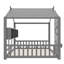 Lit de plancher pour maison avec toit et étagère de rangement pour petites choses grises - hauteur-92449946